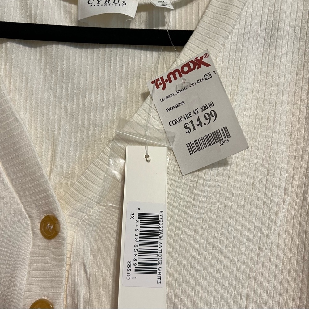 Cyrus Ribbed Ivory Henley Top - Picture 3 of 4